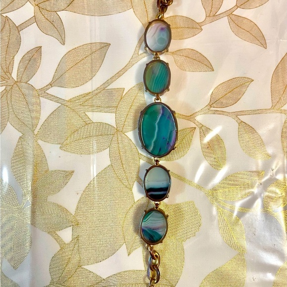 Natural Gemstone Stone Green / Purple Agate Bracelet 7.5” - Picture 4 of 5